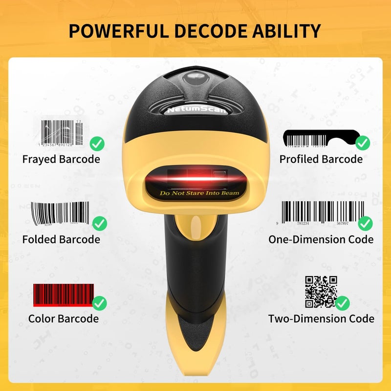 NetumScan Handheld USB 1D 2D Barcode Scanner Reader for Computers, Handheld Wired Automatic QR Bar Code Scanners for Mobile Payment, Store, Supermarket, Warehouse - Image 2